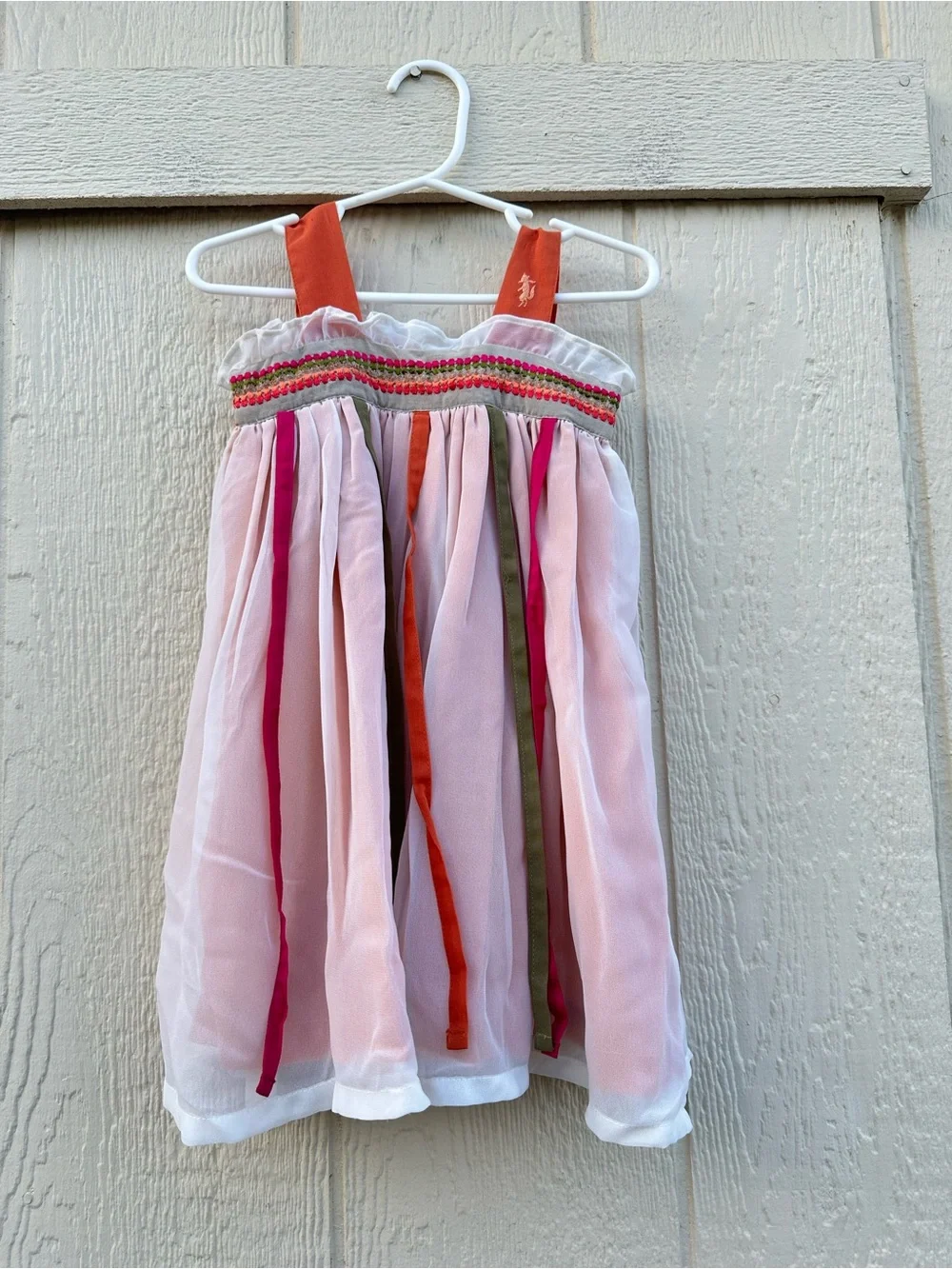 Well Dressed Wolf Girls' Pink Ruffle Sundress Tropical Maddie Ribbon Detail Bout